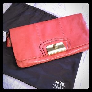 Coach large leather clutch